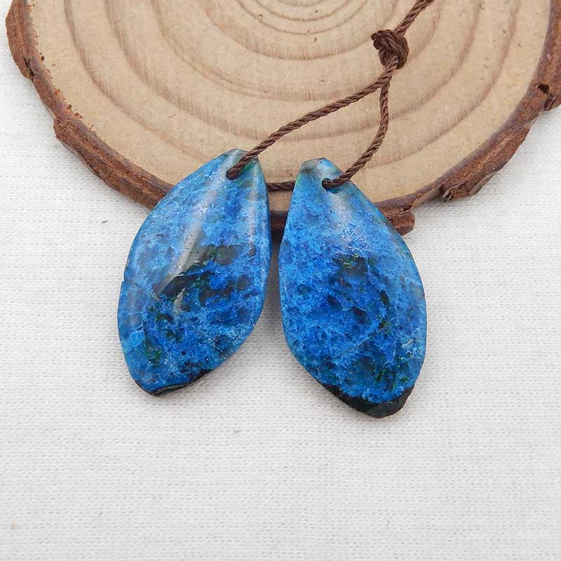 Natural Chrysocolla Earring Beads 27x5x4mm 5.7g