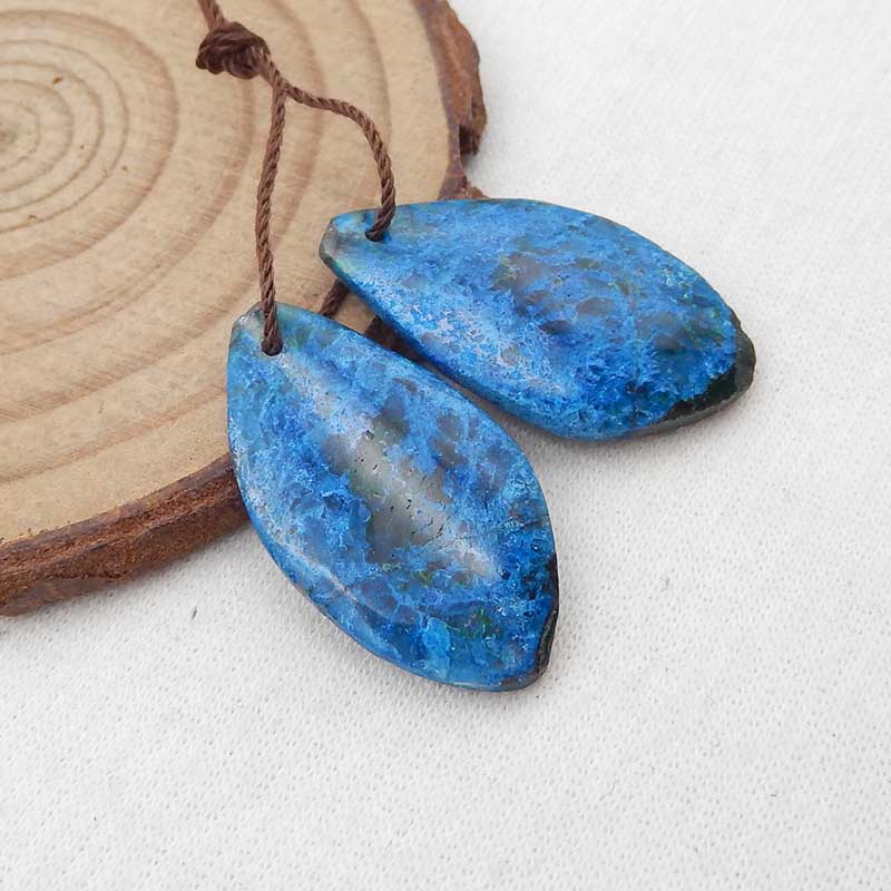 Natural Chrysocolla Earring Beads 27x5x4mm 5.7g