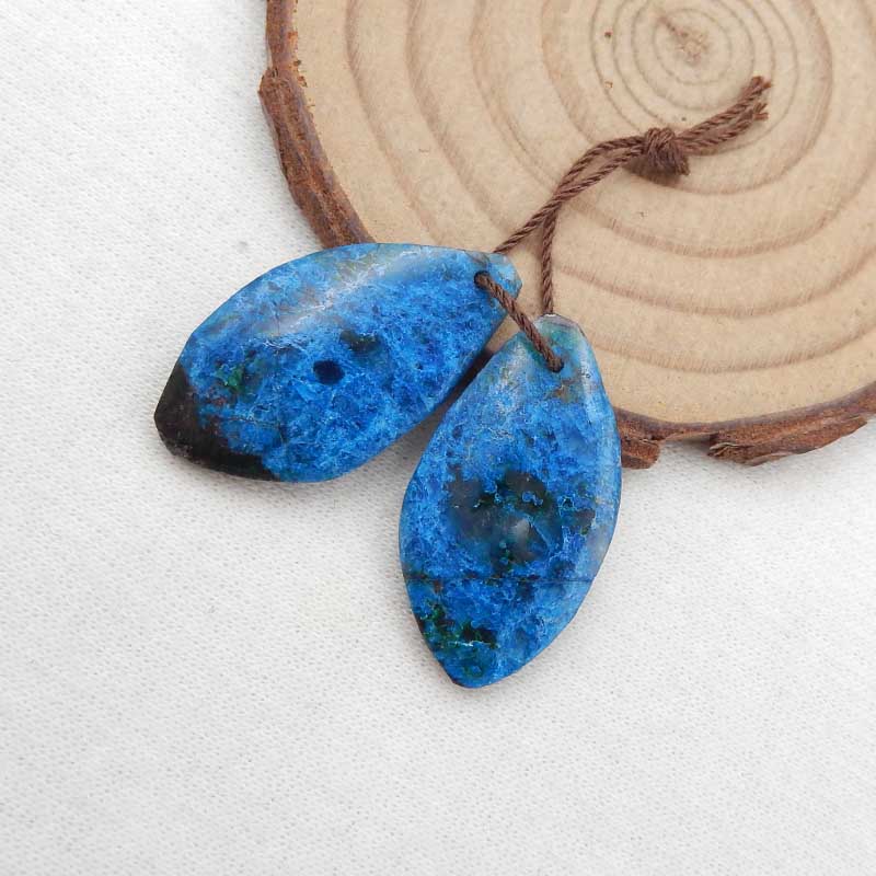 Natural Chrysocolla Earring Beads 27x5x4mm 5.7g