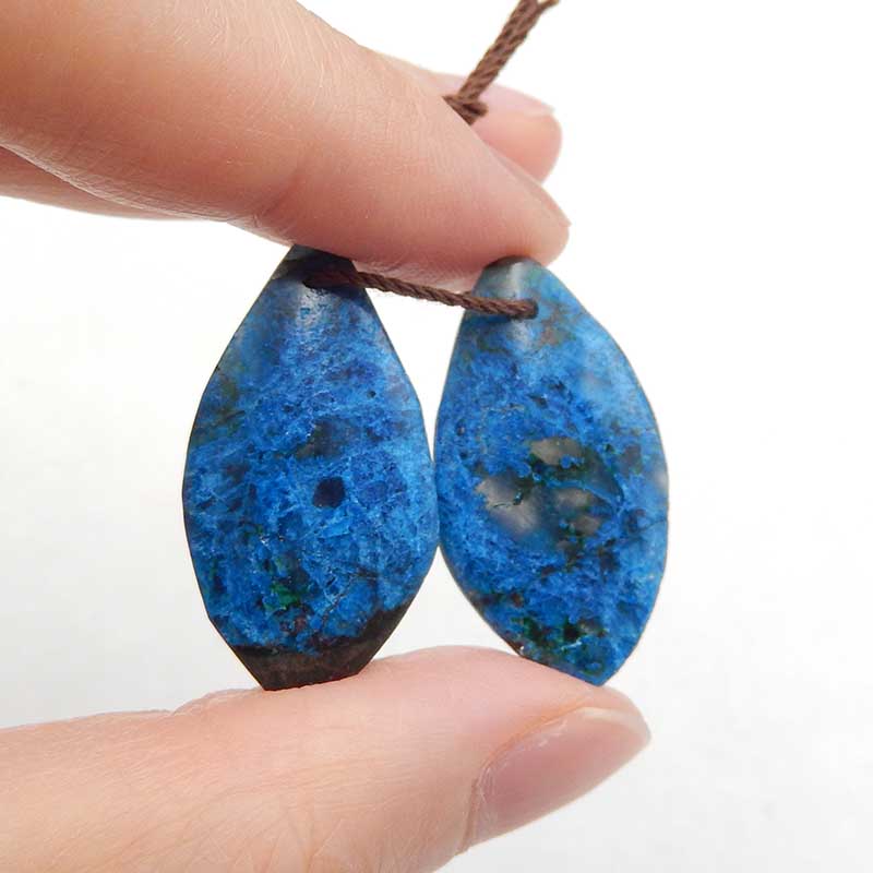 Natural Chrysocolla Earring Beads 27x5x4mm 5.7g