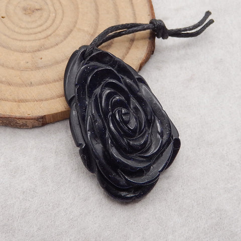 Carved Blue Sand Sun Sitara  Flower Gemstone Pendant Bead, Jewelry DIY Making,37x24x9mm,9.5g