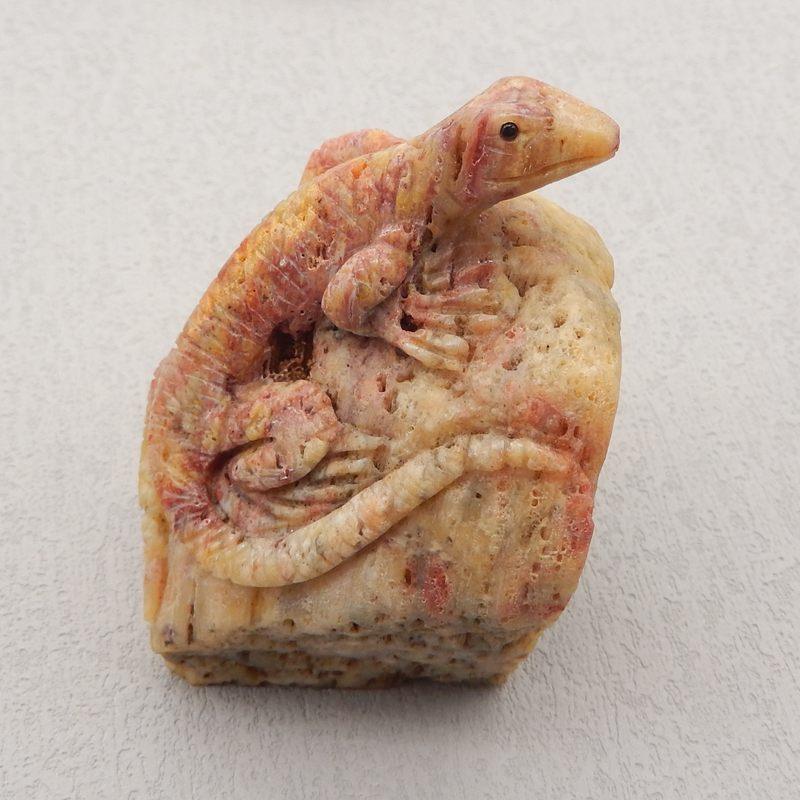 Natural Coral Carved lizard 64x41x39mm, 156.5g - Gomggsale