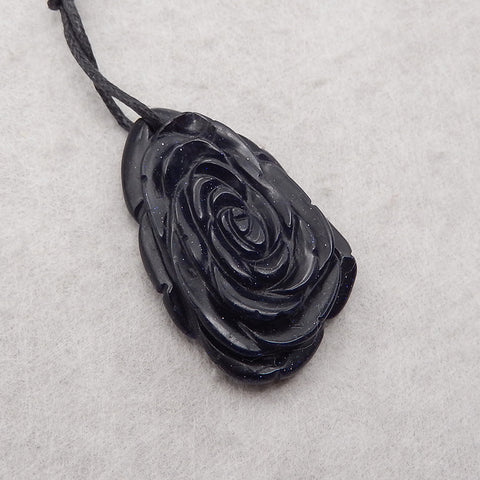 Carved Blue Sand Sun Sitara  Flower Gemstone Pendant Bead, Jewelry DIY Making,37x24x9mm,9.5g