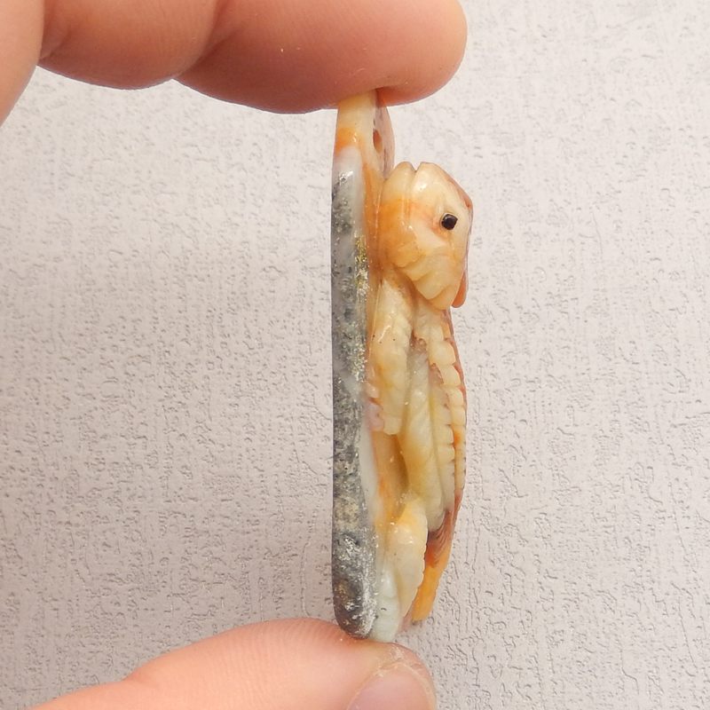 Natural Amazonite Carved lizard Pendant Bead 47*22*9mm, 9.0g