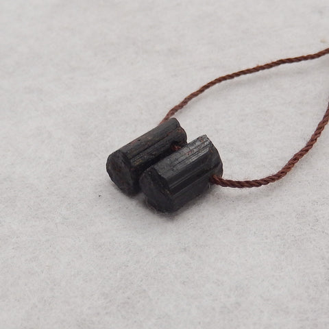 Paire de Boucles d'Oreilles Pépite Tourmaline Noire, pierre pour Boucles d'Oreilles, 20x3x2mm, 1.1g
