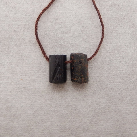 Paire de Boucles d'Oreilles Pépite Tourmaline Noire, pierre pour Boucles d'Oreilles, 20x3x2mm, 1.1g