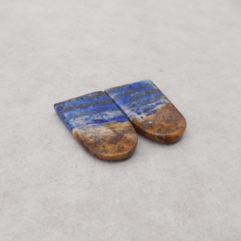Natural Lapis Lazuli Gemstone Earring Beads, Jewelry DIY Making, Drilled Gemstone Pair, 31x20x4mm, 11.9g