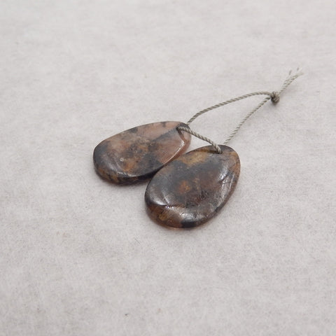 New! Nugget (Rough Sides) Natural Chiastolite Gemstone Earring Beads, 23x15x3mm, 4.6g