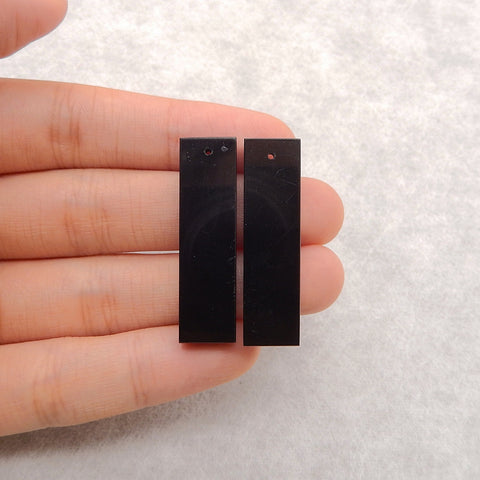 Natural Obsidian, Picture Jasper, Mookaite Jasper Intarsia Rectangle Gemstone Earring Beads, 36x10x4mm, 8.2g