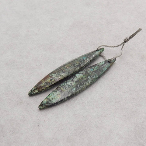Natural African Turquoise Marquise Gemstone Earring Beads, 47x9x4mm, 4.6g