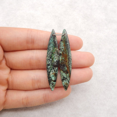 Natural African Turquoise Marquise Gemstone Earring Beads, 47x9x4mm, 4.6g