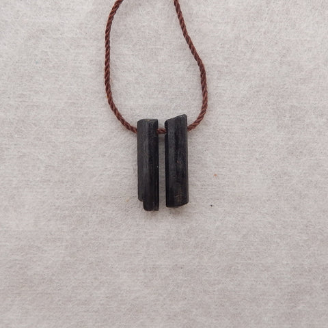 Paire de Boucles d'Oreilles Pépite Tourmaline Noire, pierre pour Boucles d'Oreilles, 20x3x2mm, 1.1g