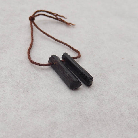 Paire de Boucles d'Oreilles Pépite Tourmaline Noire, pierre pour Boucles d'Oreilles, 20x3x2mm, 1.1g