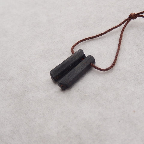 Paire de Boucles d'Oreilles Pépite Tourmaline Noire, pierre pour Boucles d'Oreilles, 20x3x2mm, 1.1g