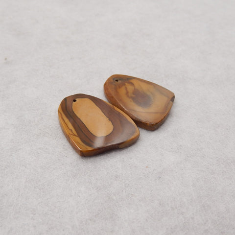 Nugget (Rough Sides) Natural US Biggs Picture Jasper Gemstone Earring Beads, 23x19x4mm, 5g