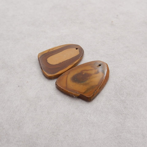 Nugget (Rough Sides) Natural US Biggs Picture Jasper Gemstone Earring Beads, 23x19x4mm, 5g