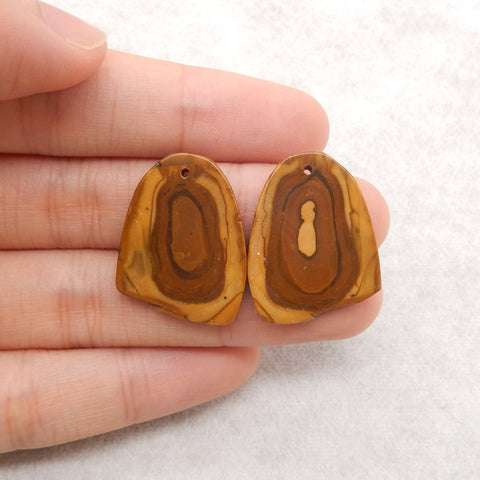Nugget (Rough Sides) Natural US Biggs Picture Jasper Gemstone Earring Beads, 23x19x4mm, 5g