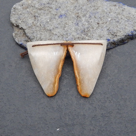 New Nugget Natural Indonesian Coral Double Holes Gemstone Earring Beads,35x25x5mm, 10.1g