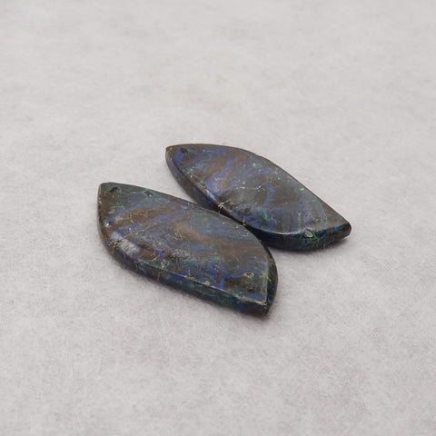 Natural Chrysocolla Gemstone Earrings Pair, 35x16x4mm, 6.7g