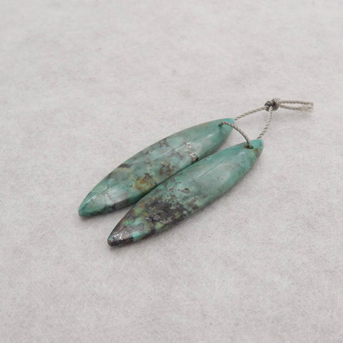Natural African Turquoise Marquise Gemstone Earring Beads, 44x11x4mm, 6g