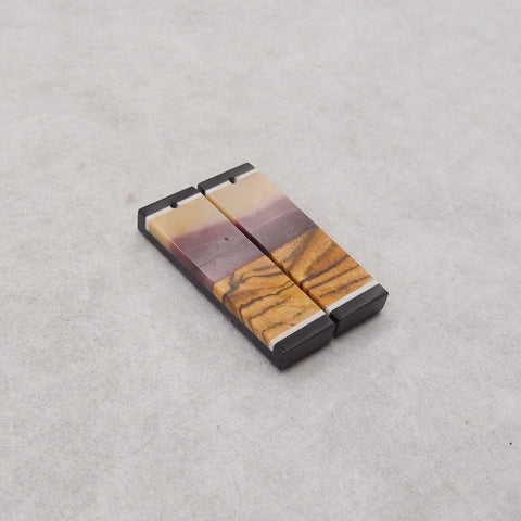 Natural Obsidian, Picture Jasper, Mookaite Jasper Intarsia Rectangle Gemstone Earring Beads, 32x10x4mm, 7.2g