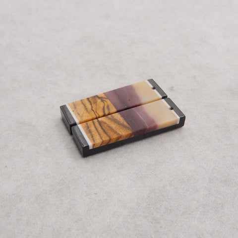 Natural Obsidian, Picture Jasper, Mookaite Jasper Intarsia Rectangle Gemstone Earring Beads, 32x10x4mm, 7.2g