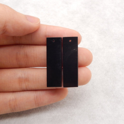 Natural Obsidian, Picture Jasper, Mookaite Jasper Intarsia Rectangle Gemstone Earring Beads, 32x10x4mm, 7.2g