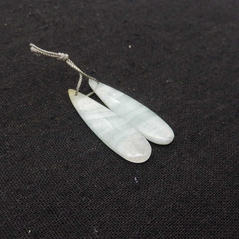 New 1 Pair Natural Amazonite Teardrop Gemstone Earring Beads, Customized Gemstone Earring Pair, 38x11x4mm, 4.6g