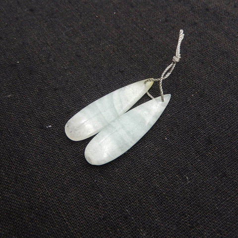 New 1 Pair Natural Amazonite Teardrop Gemstone Earring Beads, Customized Gemstone Earring Pair, 38x11x4mm, 4.6g