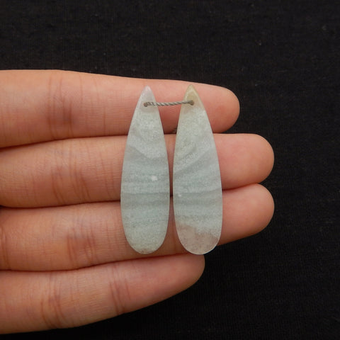 New 1 Pair Natural Amazonite Teardrop Gemstone Earring Beads, Customized Gemstone Earring Pair, 38x11x4mm, 4.6g