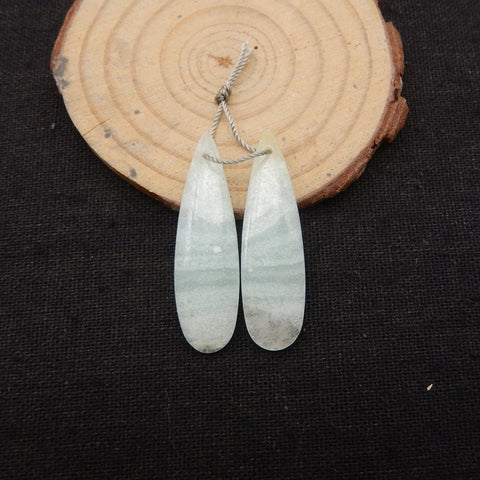 New 1 Pair Natural Amazonite Teardrop Gemstone Earring Beads, Customized Gemstone Earring Pair, 38x11x4mm, 4.6g