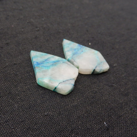 Nugget Natural Chrysocolla Gemstone Earring Beads, Popular Earrings Pair, 34x24x3mm, 9.6g
