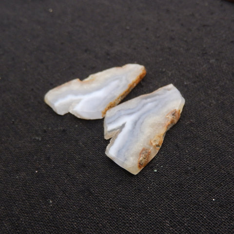 Nugget Natural Blue Lace Agate Drilled Earrings Pair, 38x26x3mm, 11.5g