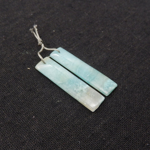 New 1 Pair Natural Amazonite Rectangle Gemstone Earring Beads, 37x9x3mm, 4.8g