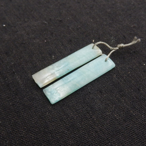 New 1 Pair Natural Amazonite Rectangle Gemstone Earring Beads, 37x9x3mm, 4.8g