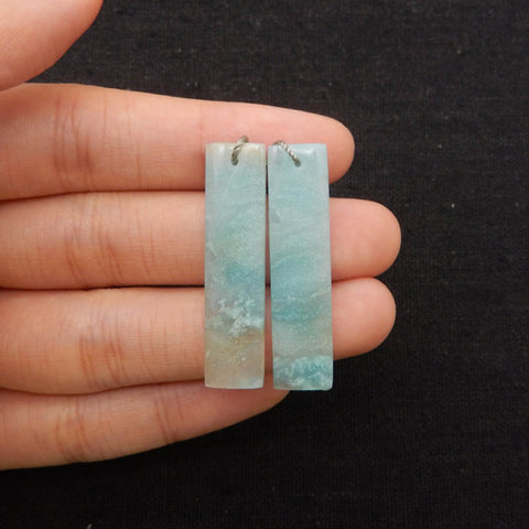 New 1 Pair Natural Amazonite Rectangle Gemstone Earring Beads, 37x9x3mm, 4.8g