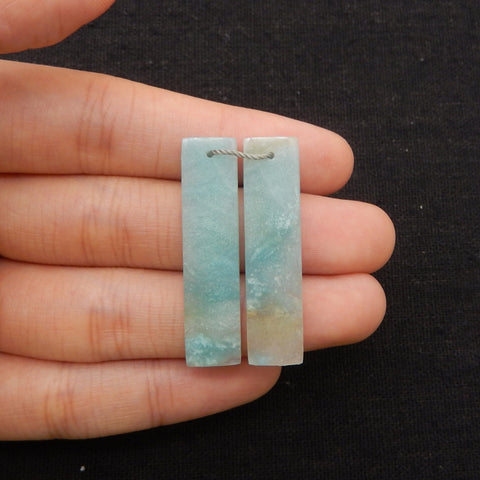 New 1 Pair Natural Amazonite Rectangle Gemstone Earring Beads, 37x9x3mm, 4.8g
