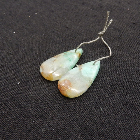 Natural Chrysocolla Teardrop Gemstone Earrings Pair, 25x14x4mm, 4.5g