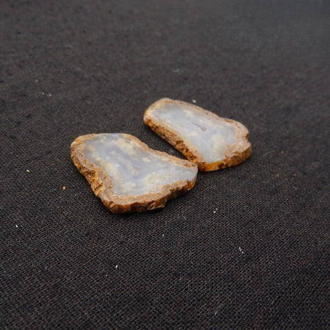 Nugget Natural Blue Lace Agate Drilled Earrings Pair, 32x29x3mm, 11.3g