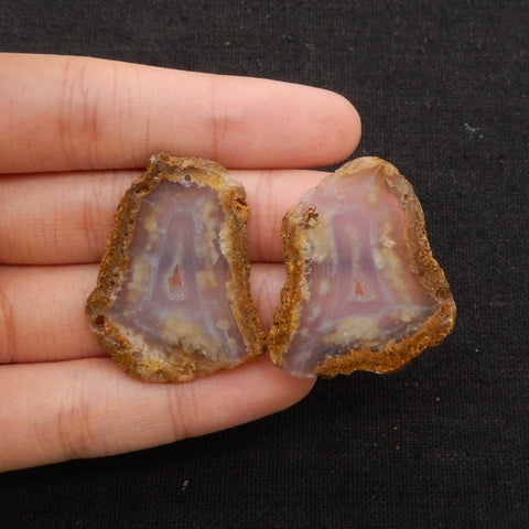 Nugget Natural Blue Lace Agate Drilled Earrings Pair, 32x29x3mm, 11.3g
