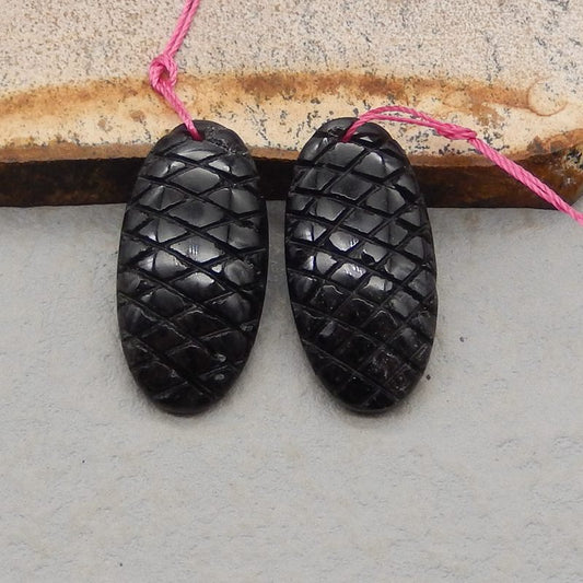 Natural Obsidian Earring Beads 30*15*5mm, 6.4g