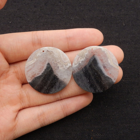 Natural Crazy Lace Agate Round Gemstone Earring Beads, 30x3mm, 10.5g