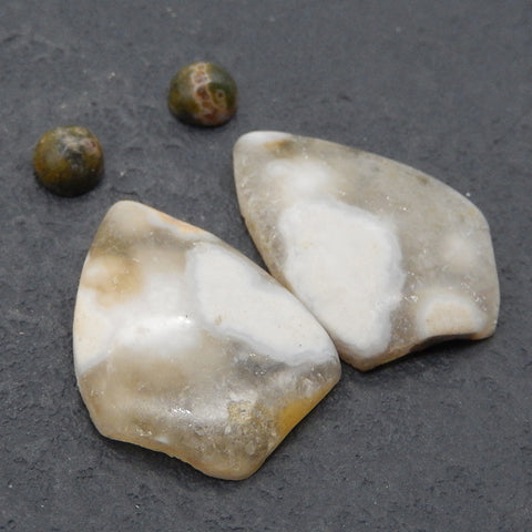 4 PCS Nugget (Rough Sides)  Natural Ocean Jasper Gemstone, Handmade Jewelry,23x17x4mm,5mm,4g
