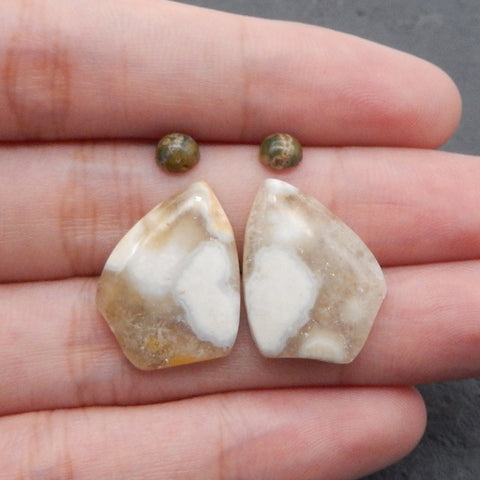 4 PCS Nugget (Rough Sides)  Natural Ocean Jasper Gemstone, Handmade Jewelry,23x17x4mm,5mm,4g