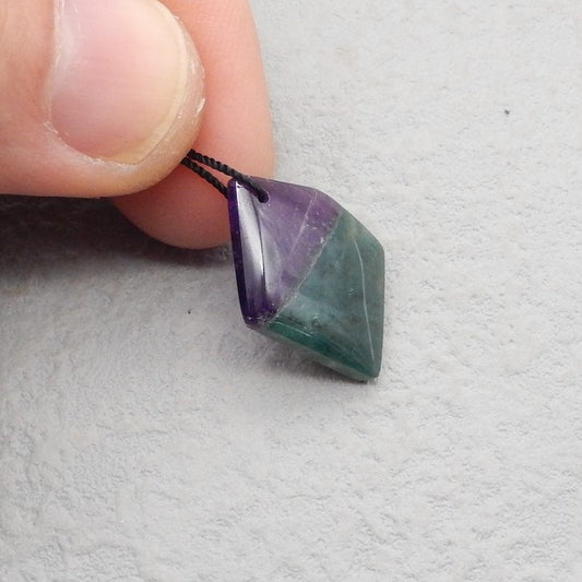 Intarsia of Amethyst and Moss Agate Pendant Bead 23*16*4mm, 2.4g