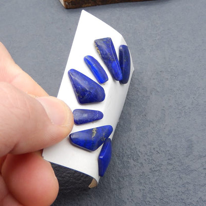 7 pcs Natural Lapis Lazuli Cabochons 14*5*3mm, 19*12*3mm, 8.4g
