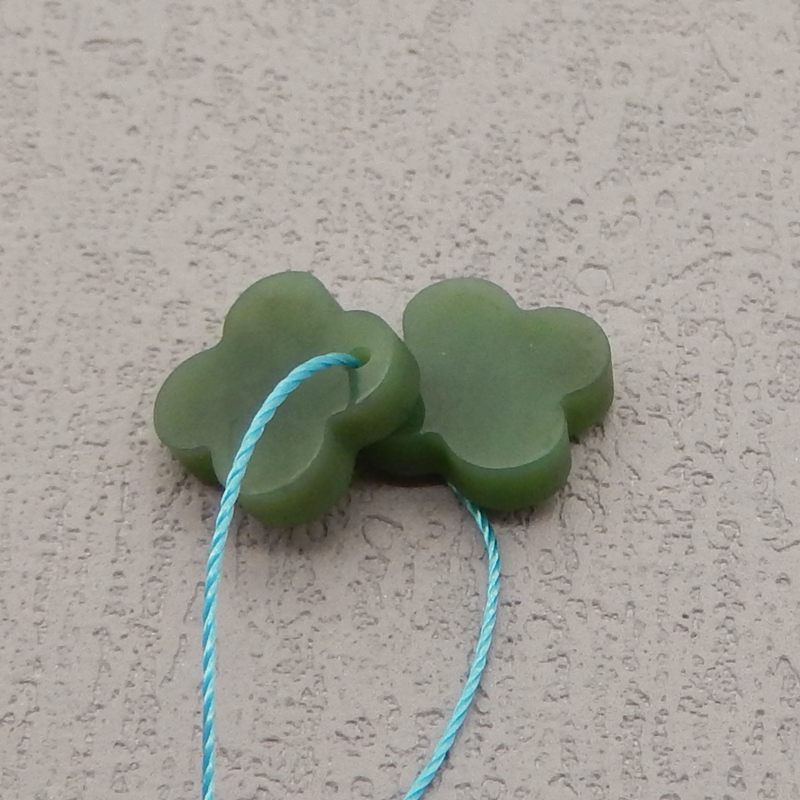 Natural Russian Jade Carved leaf Earring Beads 12*12*3mm, 1.5g
