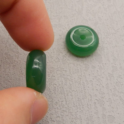 Natural Green Jade Carved donut Earring Beads 20*20*8mm, 10.2g