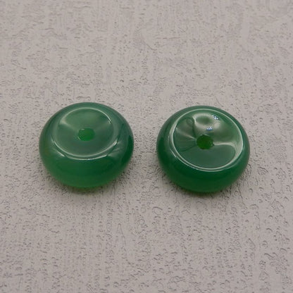 Natural Green Jade Carved donut Earring Beads 20*20*8mm, 10.2g
