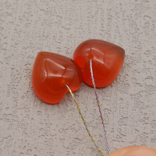 Natural Red Agate Carved heart shape Earring Beads 12*12*6mm, 2.3g